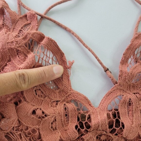 Free People Adella Lace Crochet Cross Back Smocked Bralette Strappy XS Women - Picture 12 of 14